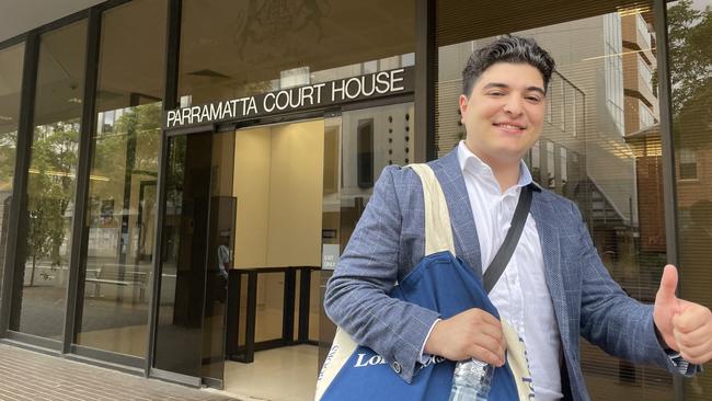 Drew Pavlou outside Parramatta Local Court on March 13, 2023 for a hearing after he was charged with failed to comply with a move-on notice.