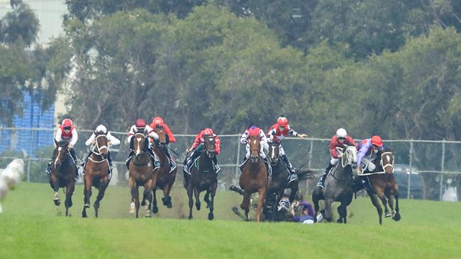 The shocking incident at Rosehill. Picture: Jenny Evans/Getty