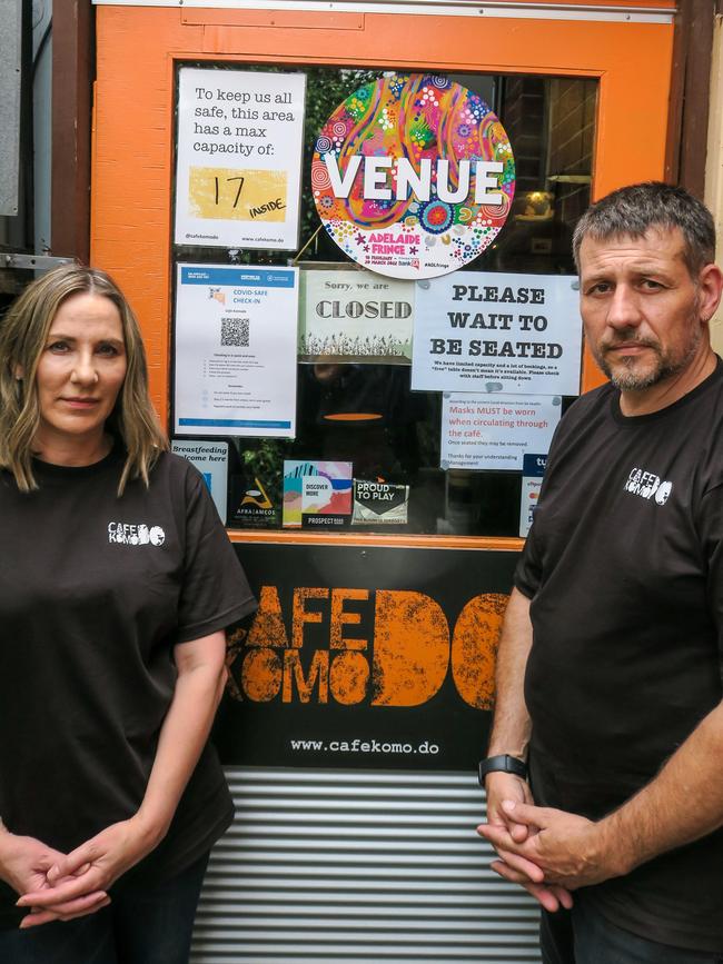 The owners of Cafe Komodo, Andrew and Bronwyn Taylor, have decided to close their doors in the face of the ongoing Covid-19 outbreak. Picture: Jason Katsaras