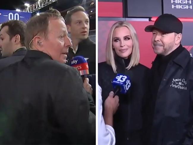 Martin Brundle didn't want a bar of Jenny McCarthy and Donnie Wahlberg. Photo: Fox Sports and 13 Action News