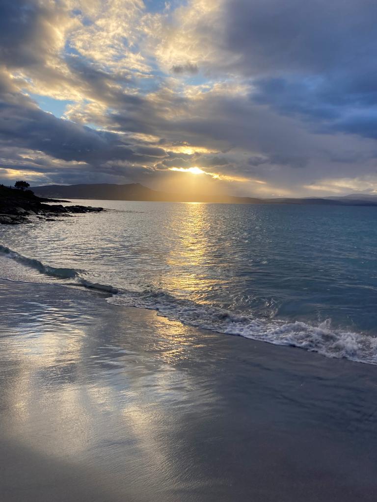 Four Mile Beach on Maria Island is a well-kept secret – and the best place in Tassie for a sunset swim. Picture: Supplied