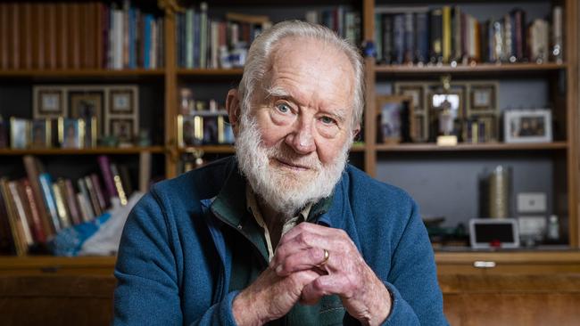 Retired geologist Jim Bowler at his Melbourne home. Picture: Aaron Francis