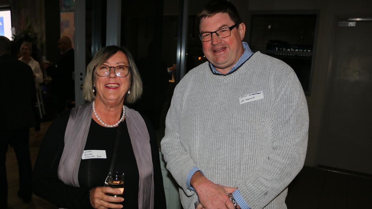 Lynette Saxton from OSCAR and Alex Lever-Shaw from Sunshine Coast Council at the launch party for the Sunshine Coast Daily's new weekly paper. Picture: Tom Threadingham