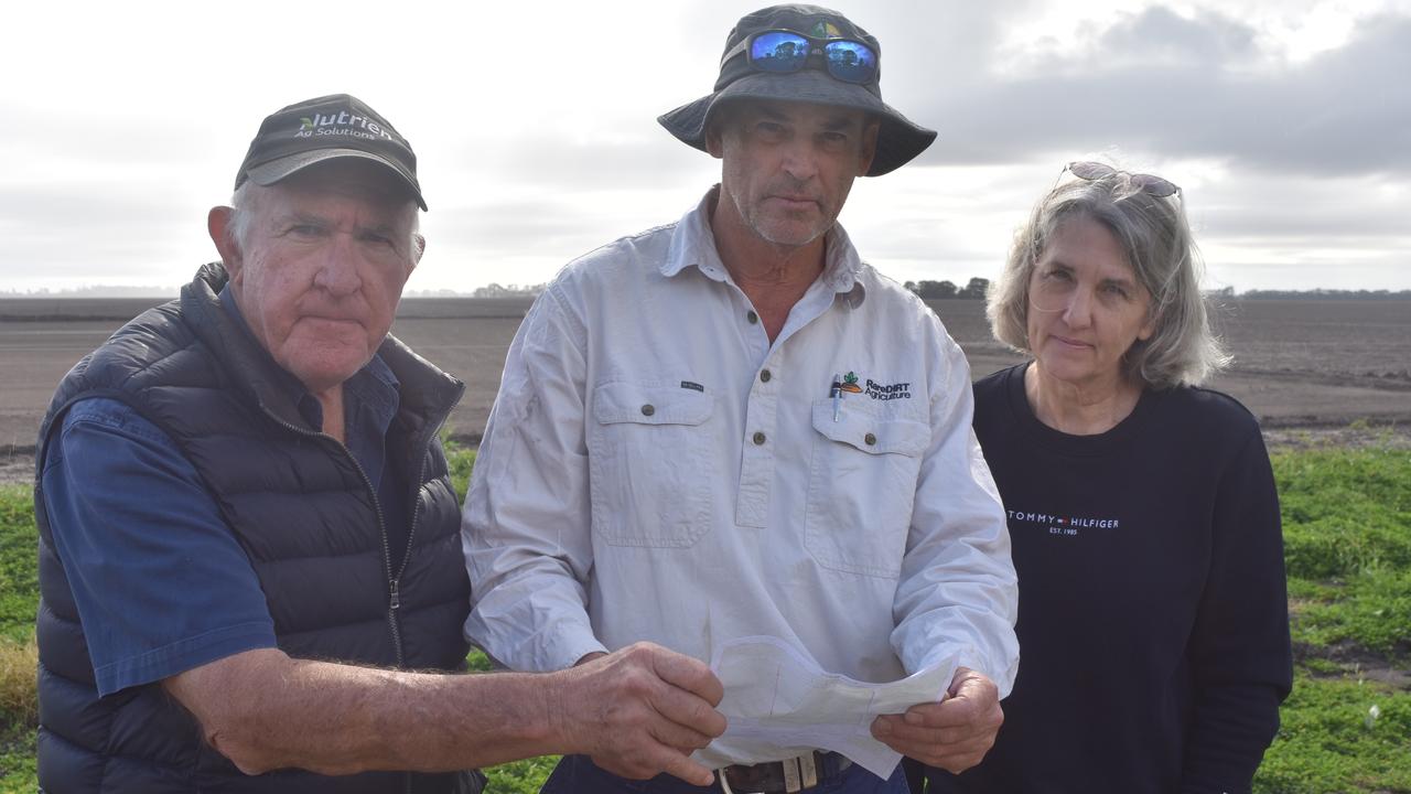 Kupunn landholders Wayne Newton, Mark Schuurs, and Zena Ronnfeldt. Picture: Sam Turner