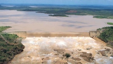 The Burdekin Falls Dam in flood.