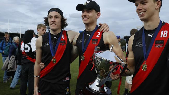 Brandon Leary, Sam Simpson, Mitchell Nicholas North Launceston. TSL grand final 2024 - North Launceston V Lauderdale. Picture: Nikki Davis-Jones