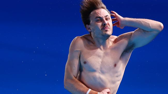 PARIS, FRANCE - AUGUST 07: Kurtis Mathews of Team Australia competes in the Men's 3m Springboard Semifinal on day twelve of the Olympic Games Paris 2024 at Aquatics Centre on August 07, 2024 in Paris, France. (Photo by Maddie Meyer/Getty Images)