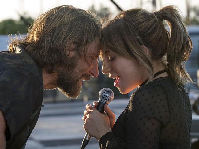 Bradley Cooper and Lady Gaga in a scene from film A Star is Born