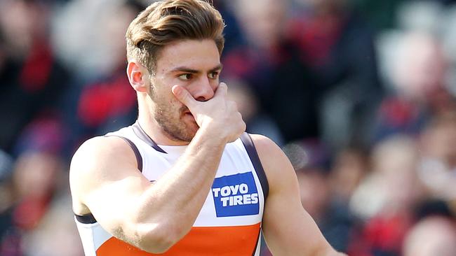 Stephen Coniglio celebrates a goal. Picture: Michael Klein