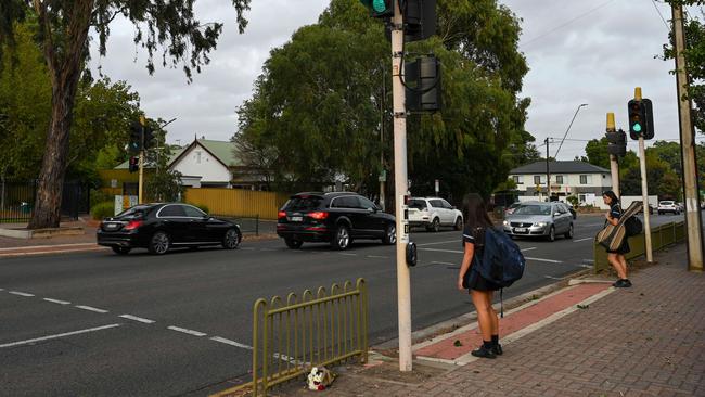 Two days after the truck crash, flowers were left at the scene. Picture: Naomi Jellicoe