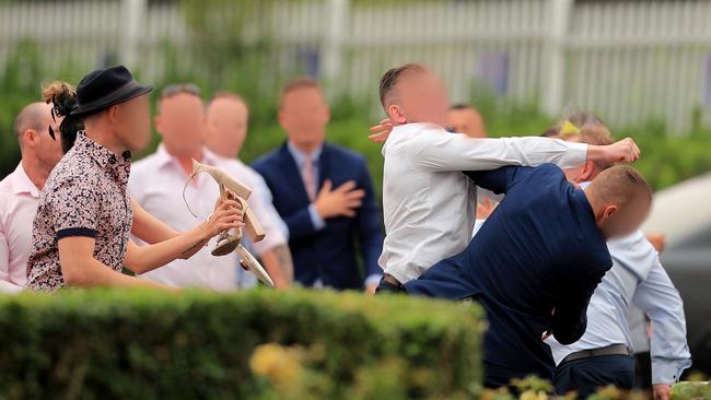 The brawl. Picture: Mark Evans/Getty Images