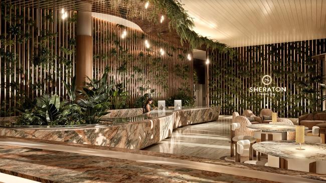 Artist's impression of reception area at Sheraton Hervey Bay.