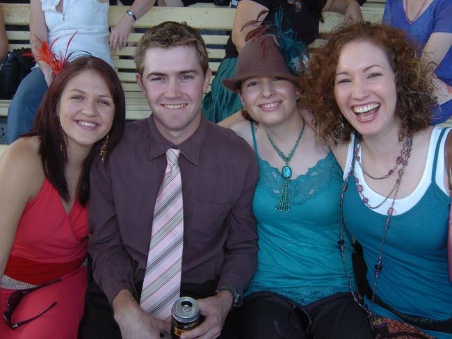 Tammy Cornford, Brad Lovell, Eliza and Genevieve Zanella at the 2005 Ladies Race Day Pic Bryan Lynch