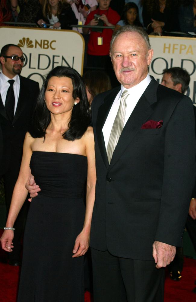 Gene Hackman and wife Betsy Arakawa before they disappeared from the public eye and she became his full-time carer. Picture: Jeffrey Mayer/WireImage