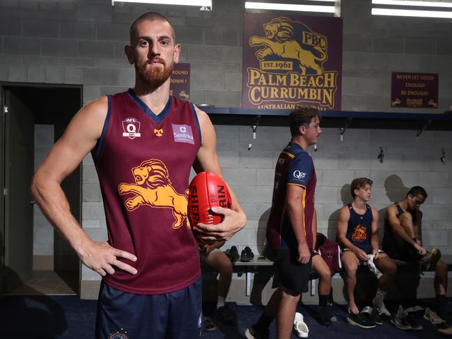 Former Carlton AFL player Liam Jones at training for his new club Palm Beach Currumbin. Pictutre Glenn Hampson