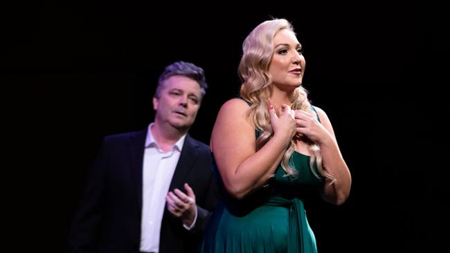 Soprano Rebecca Cassidy and baritone Shaun Brown perform in Opera Queensland’s Encore in the Concert Hall at QPAC. Picture: Jade Ferguson