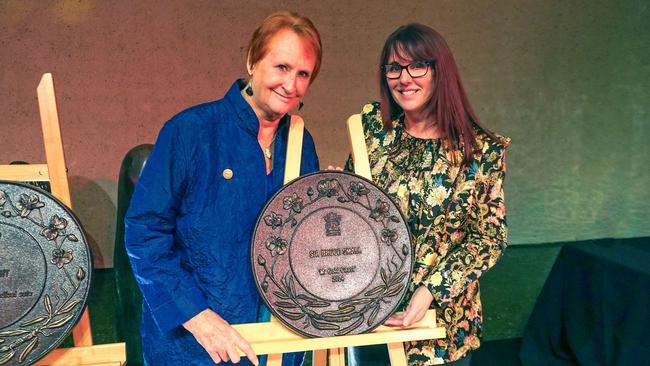 The late Sir Bruce Small honoured as a Queensland Great. Pictured is Dr Anne Small and Sir Bruce's official biographer Rachel Syers. Picture: Luke Sorenson.