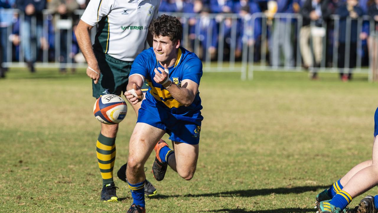 Zack Lane for Grammar against Downlands in O'Callaghan Cup on Grammar Downlands Day at Downlands College, Saturday, August 6, 2022. Picture: Kevin Farmer