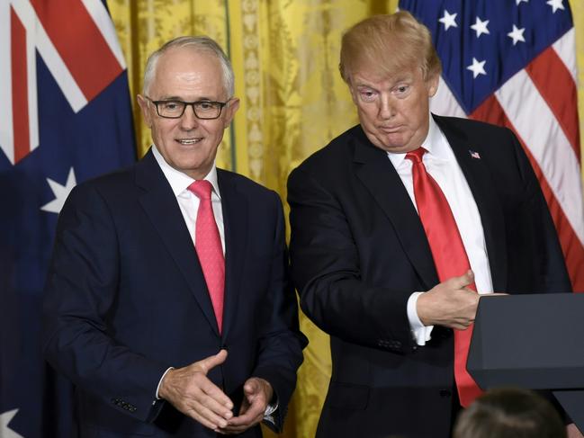 Turnbull with US President Donald Trump in 2018. Picture: AFP