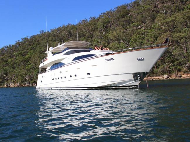 A luxury boat, the  Lady Pamela, owned by Mark Simonds Fox, police boarded it and took  his family and crew to hotel quarantine. The Lady Pamela, crossed two borders and stopped at several ports after leaving Melbourne - Photo Supplied