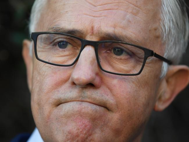 Former prime minister Malcolm Turnbull spoke to the media as he left his residence in Point Piper, Sydney today. Picture: AAP/Dean Lewins