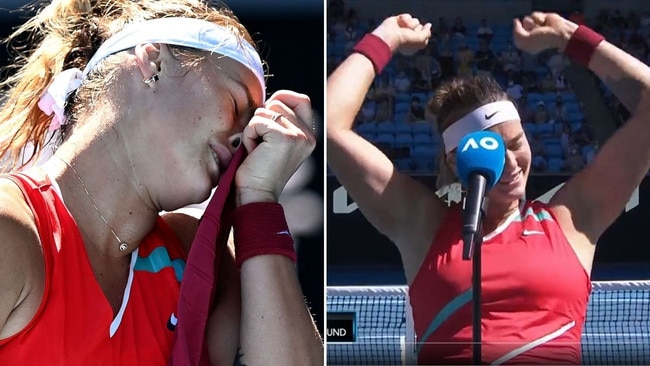 Aryna Sabalenka has battled with her serve, but she offered a hilarious response after he latest win.