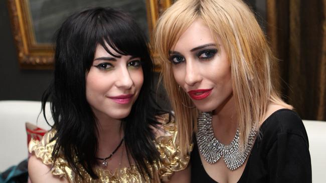 Lisa and Jessica Origliasso members of band The Veronicas at Cargo Bar in Sydney.