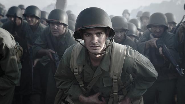 Andrew Garfield in a scene from Hacksaw Ridge. Picture: Supplied