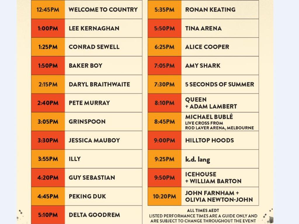 Fire Fight set times at ANZ Stadium on Sunday february 16.