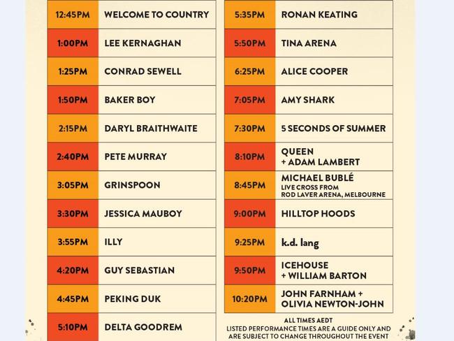 Fire Fight set times at ANZ Stadium on Sunday february 16.