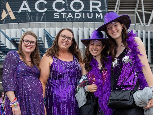 SYDNEY, AUSTRALIA - Daily Telegraph Photos February 26, 2024: Lara, CJ, Ava and Holly at Taylor Swift's The Eras Tour concert held at Accor Stadium in Sydney. Picture: Christian Gilles