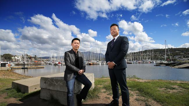 Chambroad Australia director and general manager Finely Zhang (right) and Ganche Chua director circa at Kangaroo Bay. Picture: Richard Jupe