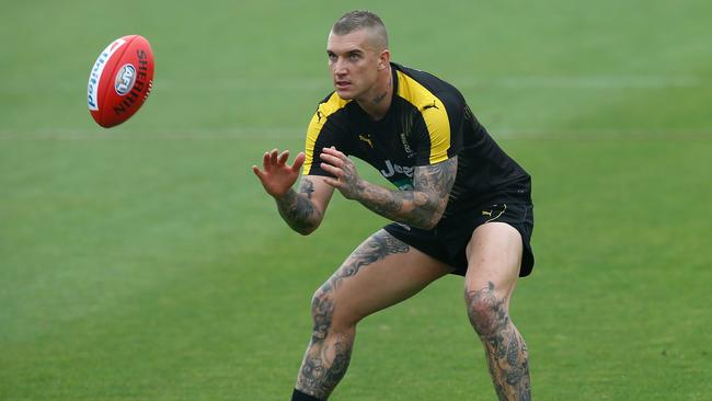 Richmond superstar Dustin Martin back in work at Punt Road. Picture: RichmondFC