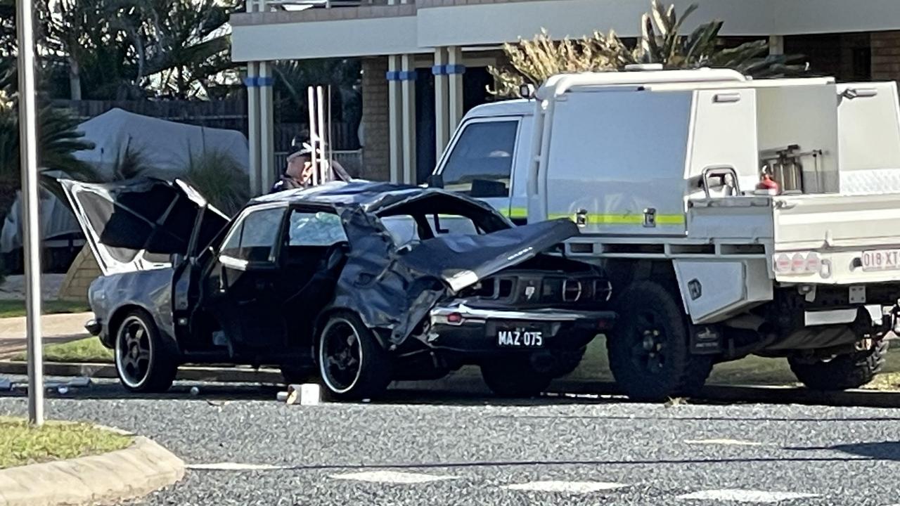 A 1973 Mazda Rx-3 rolled over at Slade Point on Sunday July 10. Picture: Max O'Driscoll