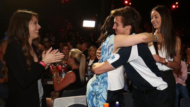 Andy Mcgrath celebrates with family after he was drafted with pick No.1. Picture: Getty Images