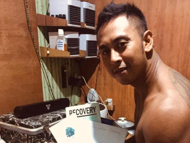 Will Cabantog in his cell at the Kerobokan prison in Bali. Picture: Supplied