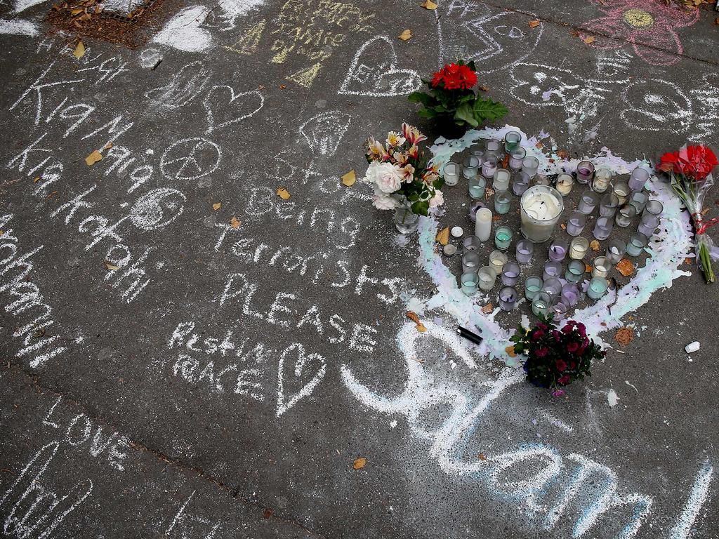 Messages to survivors were written across the city. Picture: DAVID MOIR / AFP.