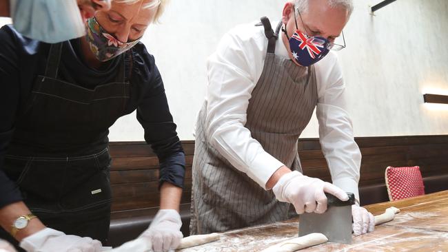 Morrison and Katie Allen make Gnocchi in a cafe, during a visit to Malvern . Picture: NCA NewsWire / David Crosling