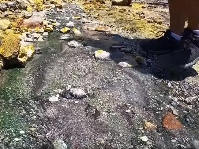 Footage from moments before the White Island volcano erupted in New Zealand where a tour guide warned that the water was "turning green". Picture: Allessandro Kauffmann