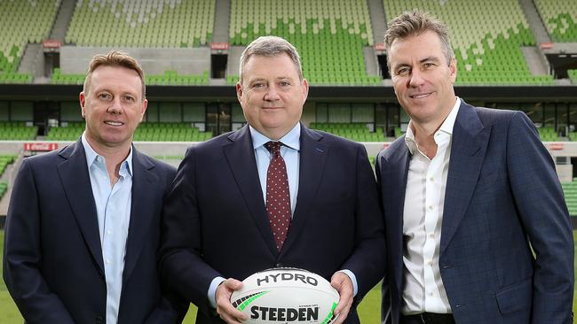 Melbourne Storm owners Tom Carroll, Bart Campbell and new chairman Matt Tripp