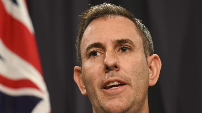 Treasurer Jim Chalmers holds a press conference at Parliament House in Canberra. Picture: NCA NewsWire / Martin Ollman