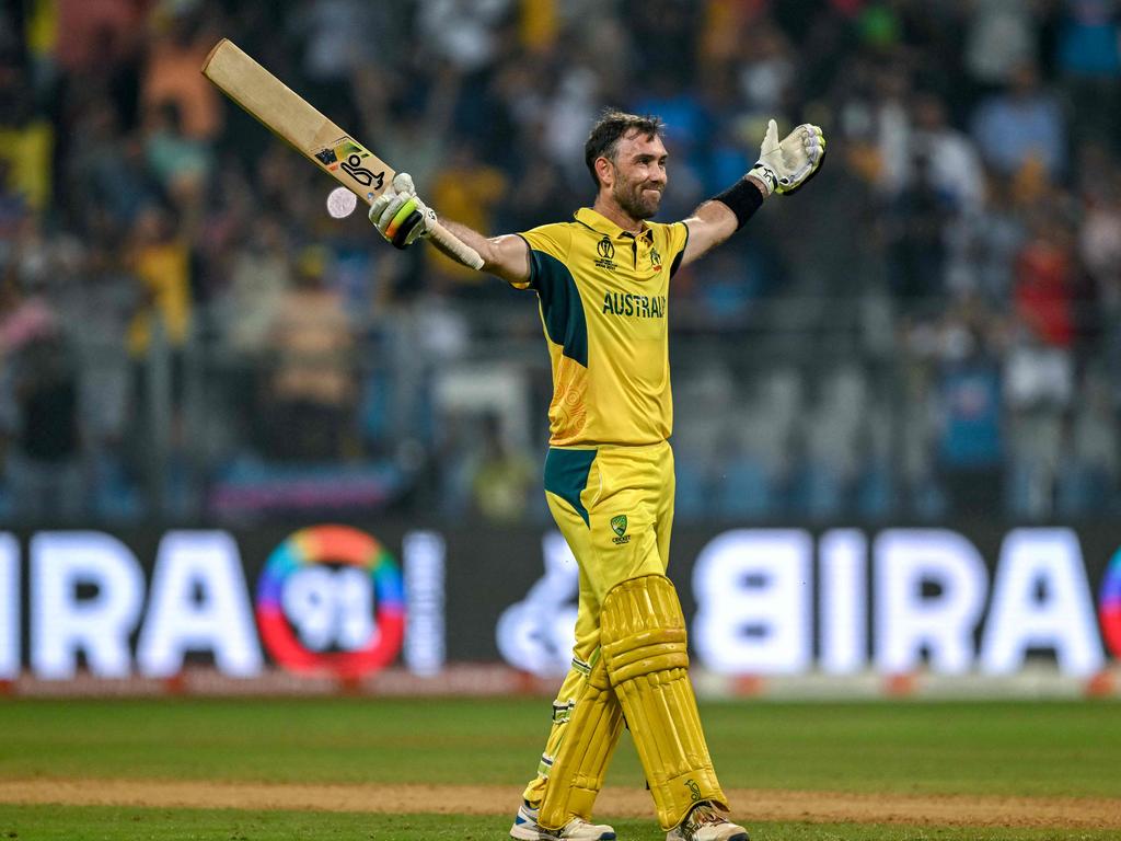 Glenn Maxwell played one of the great 50-over innings in the 2023 World Cup. Picture: INDRANIL MUKHERJEE / AFP