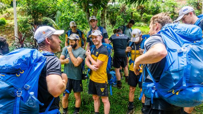 Hawthorn coach Alastair Clarkson (left) and some of his players took on the Kokoda Track. Pics: hawthornfc.com.au