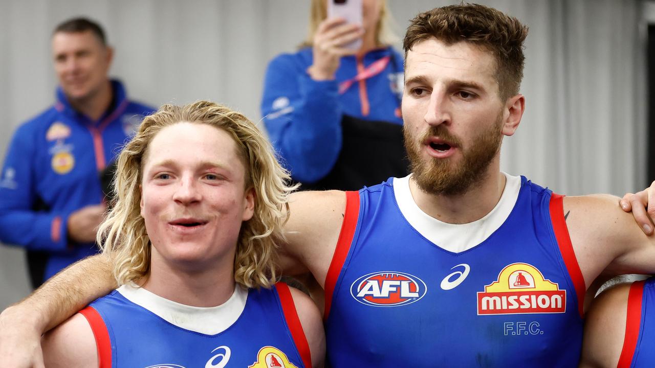 Weightman and Bontempelli have been teammates for nearly five years now at the Bulldogs (Photo by Michael Willson/AFL Photos via Getty Images)