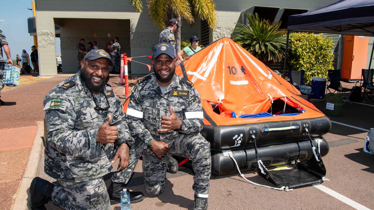 Gabey and Sagigi at the first HMAS Coonawarra open day in seven years. Picture: Pema Tamang Pakhrin