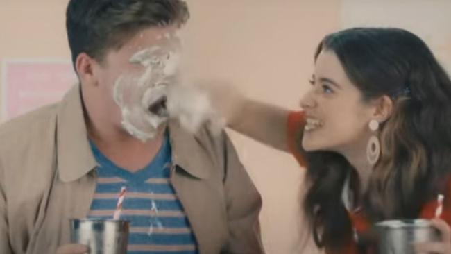 The federal government’s sexual education campaign features a video of a woman smearing a man’s face with a milkshake. Picture: supplied