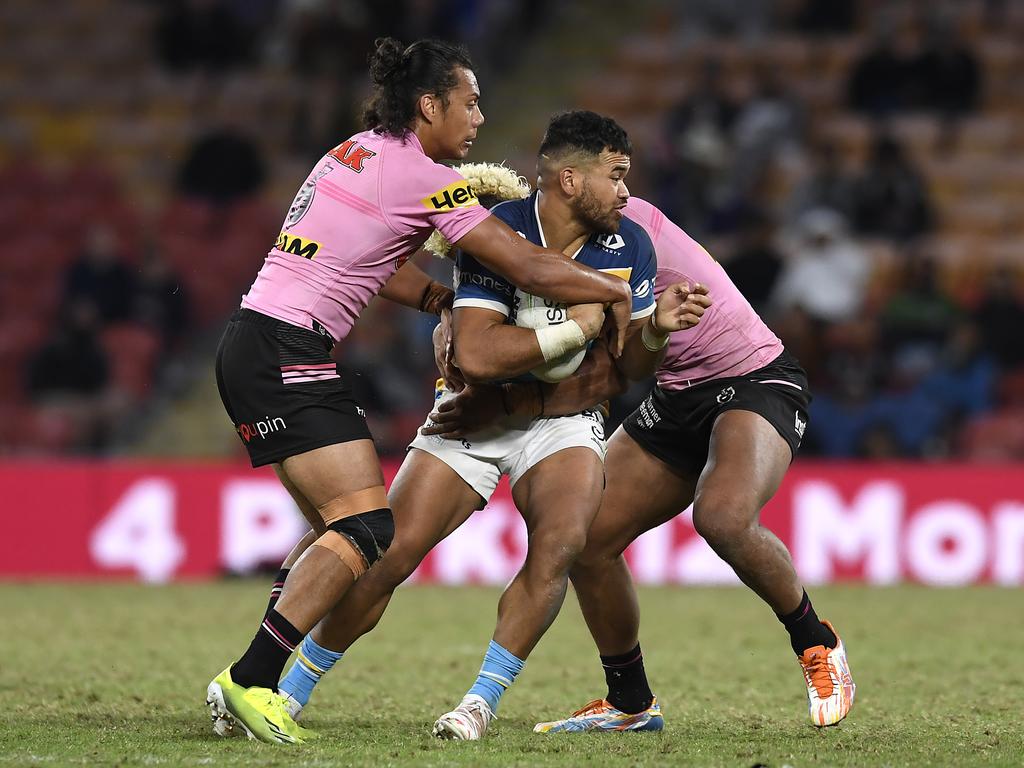 The Panthers aren’t just making tackles, they are ‘winning’ them. Picture: Albert Perez/Getty Images