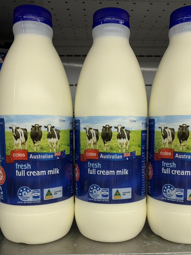 Coles one-litre bottles of milk are now selling for $1.60.