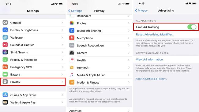 In the iPhone's Settings menu, you can limit the ability of advertisers to get hold of your iPhone's unique identifier.