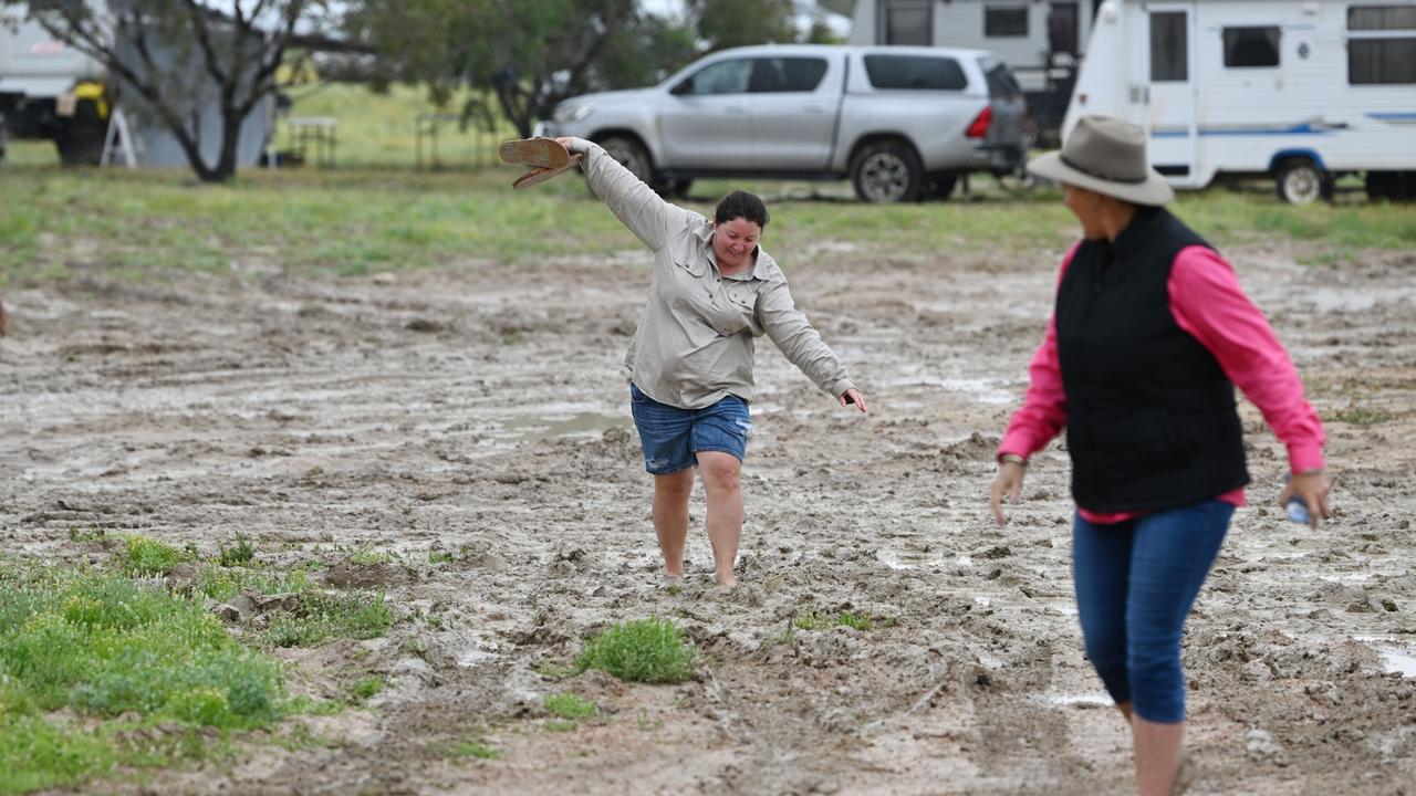 Much like the end of race day, shoes were optional around the track. Picture: Lyndon Mechielsen/MaxAgency